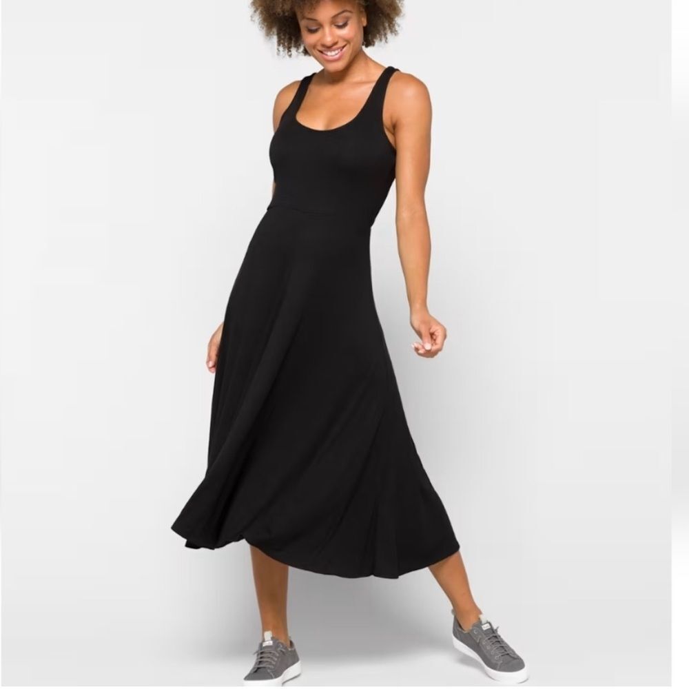 Marine Layer Black Ribbed Midi Scoop neck Sundress
